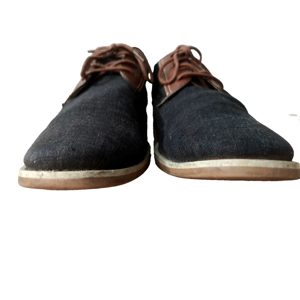 Giorgio Brutini Mens Shoes Sz 11 Oxfords Derby Linen Canvas Black Brown Heel Tap